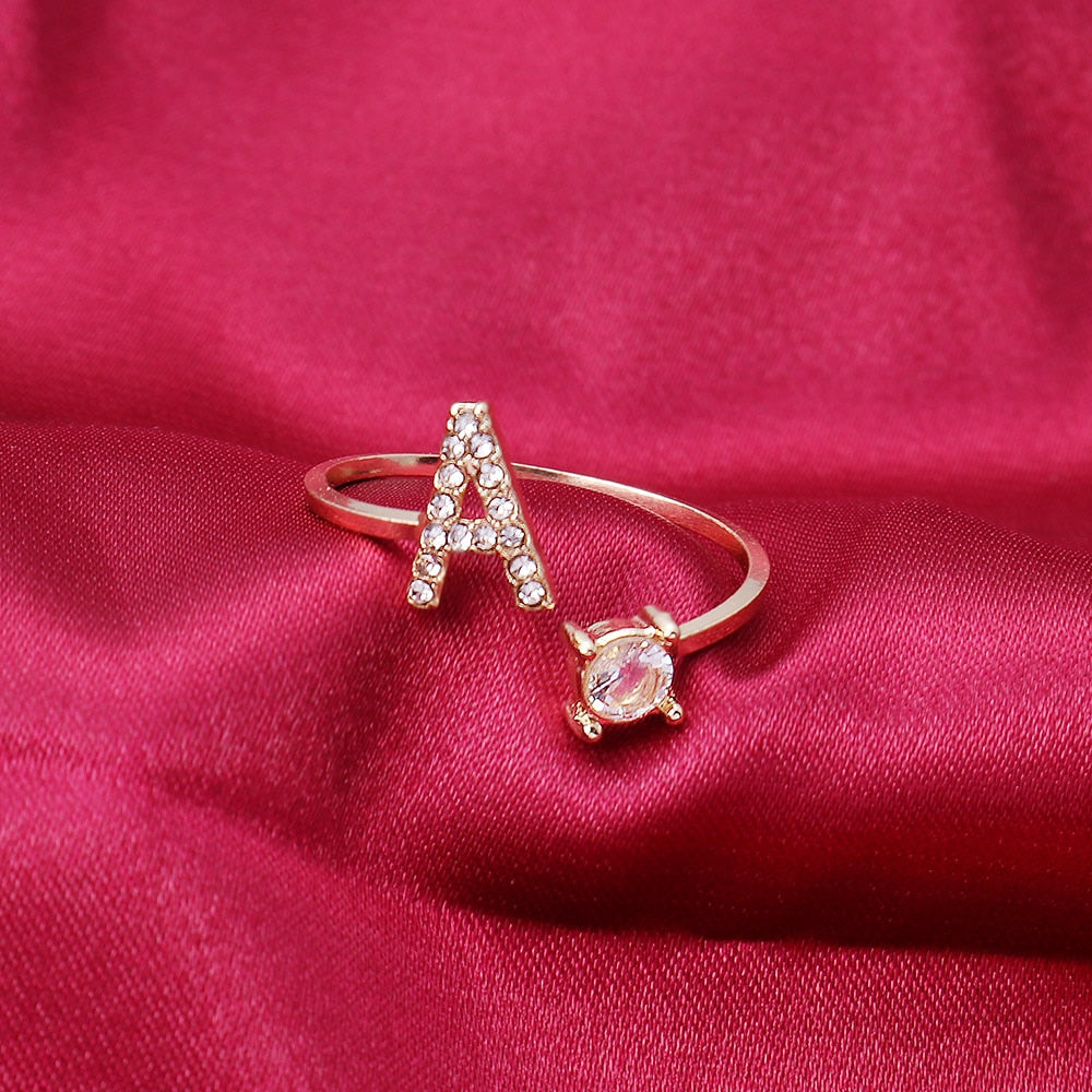 A-Z Letter Adjustable Opening Initial Rings