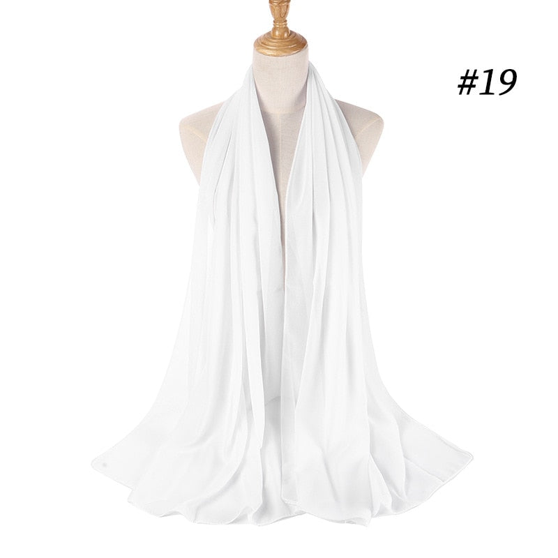 Plain Color Chiffon Scarf -Head Cover -Wrap for Women