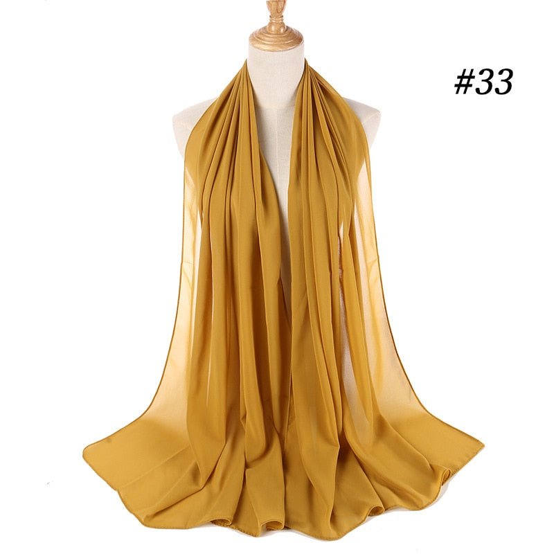 Plain Color Chiffon Scarf -Head Cover -Wrap for Women