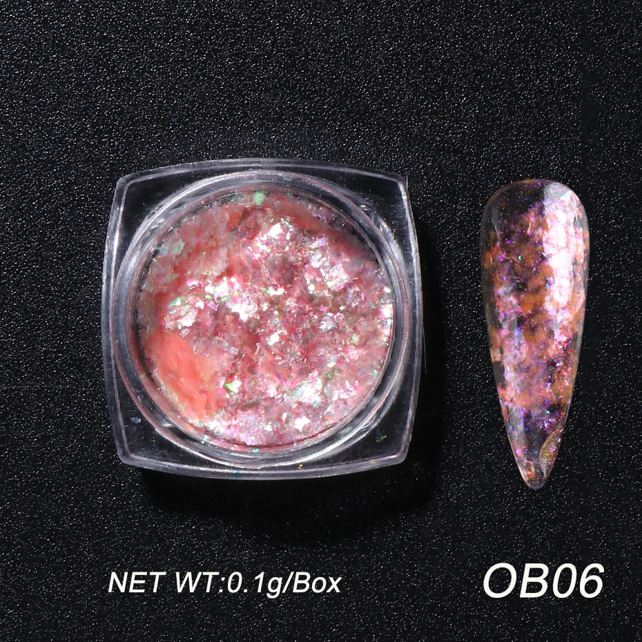 Crystal Fire Opal Flakes Nail Sequins DIY Chrome Powder for Manicures