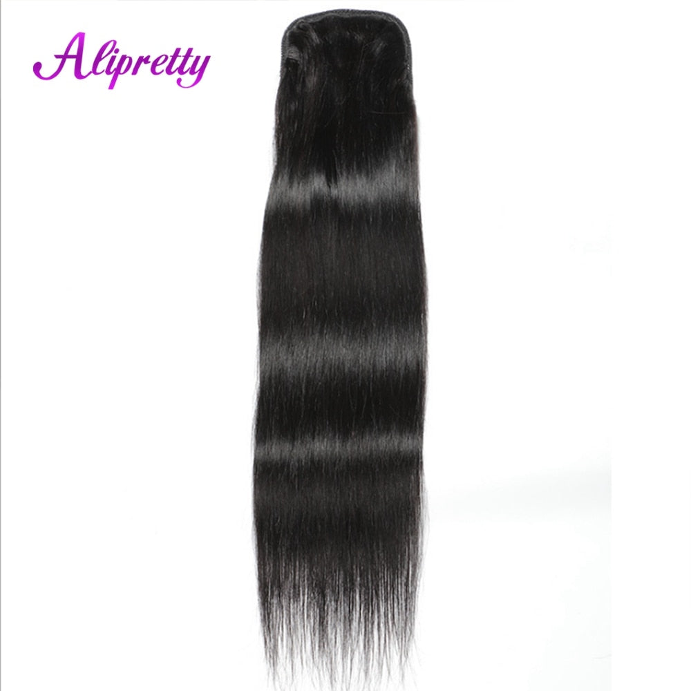 Human Hair Ponytail Extensions with Clip In Drawstring for Women