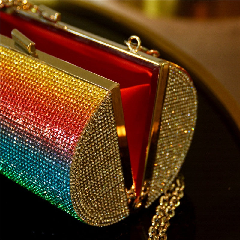 Rainbow Rhinestone Handbag for Women