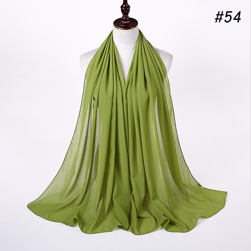 Plain Color Chiffon Scarf -Head Cover -Wrap for Women