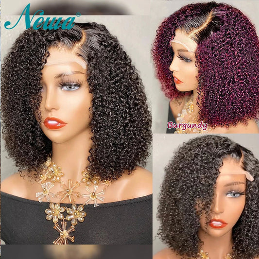 13x6 / 13x4 Pre-plucked Ombre Curly Human Hair Bob Wig