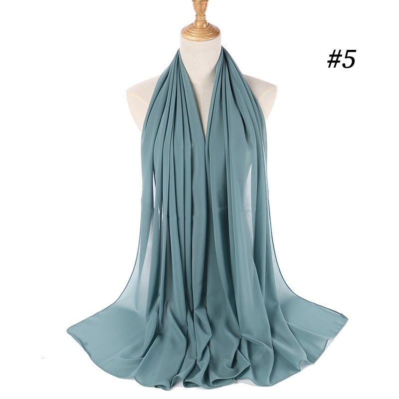 Plain Color Chiffon Scarf -Head Cover -Wrap for Women