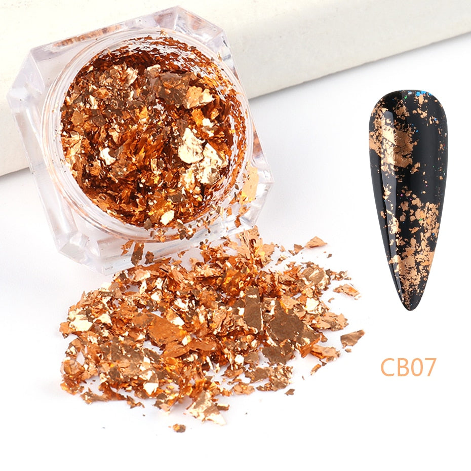 Crystal Fire Opal Flakes Nail Sequins DIY Chrome Powder for Manicures