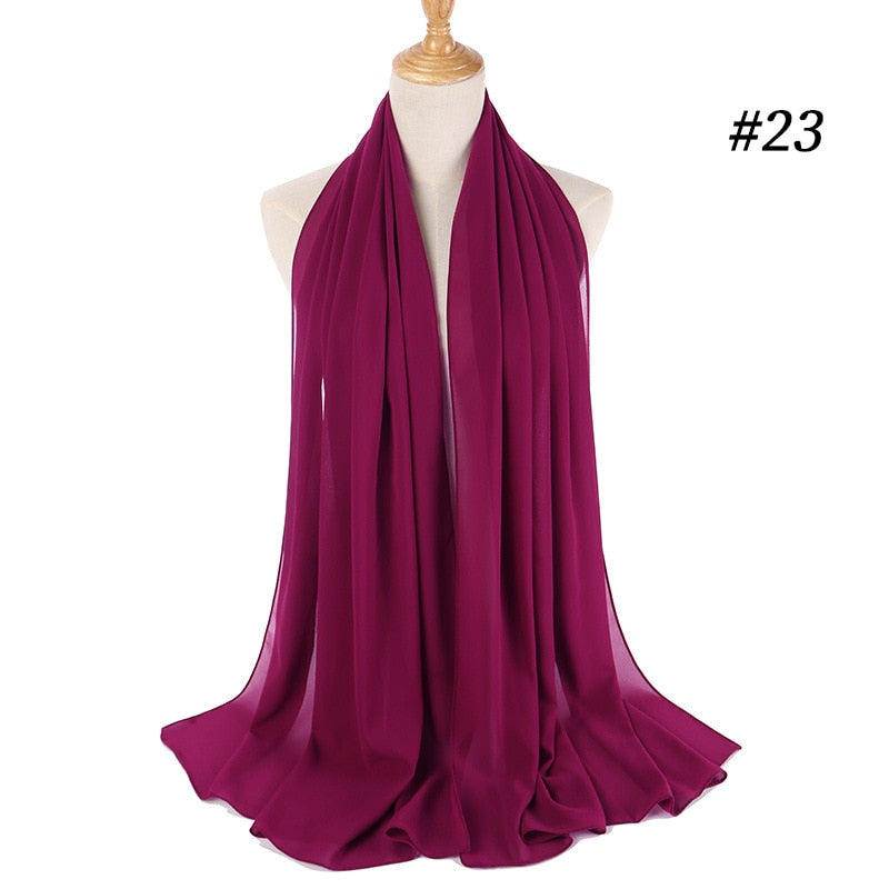 Plain Color Chiffon Scarf -Head Cover -Wrap for Women