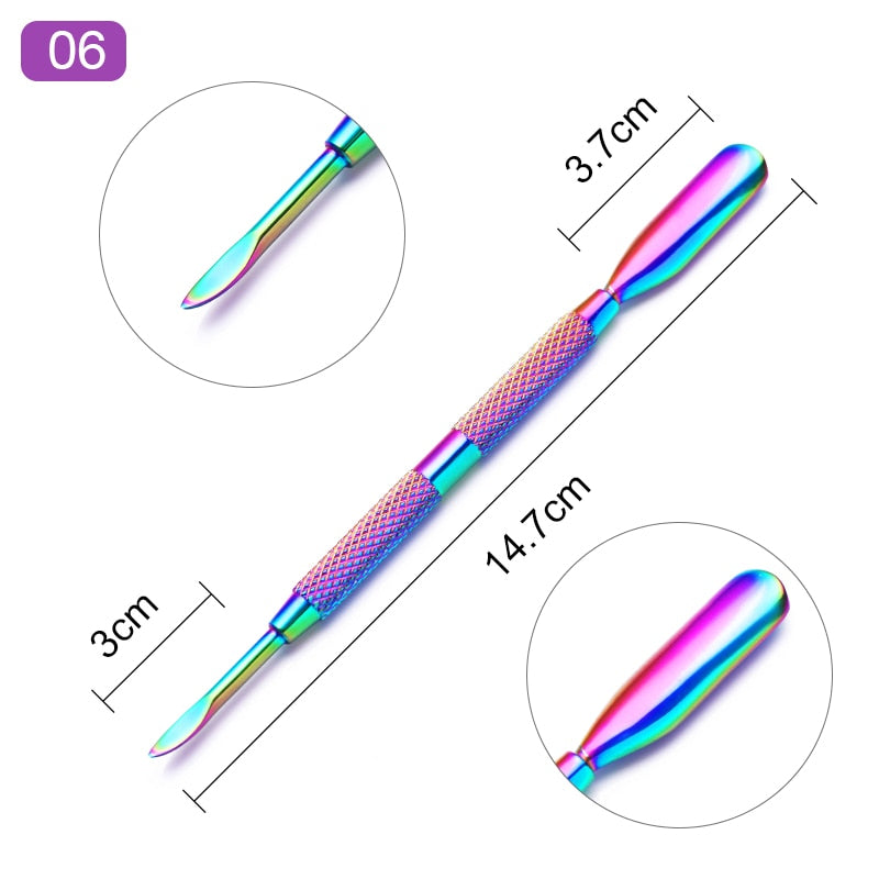 Double-ended Stainless Steel Cuticle Pusher -Nail Art Cleaner Care Tool