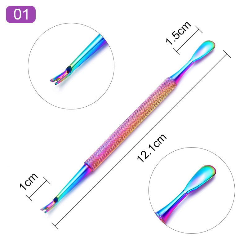 Double-ended Stainless Steel Cuticle Pusher -Nail Art Cleaner Care Tool