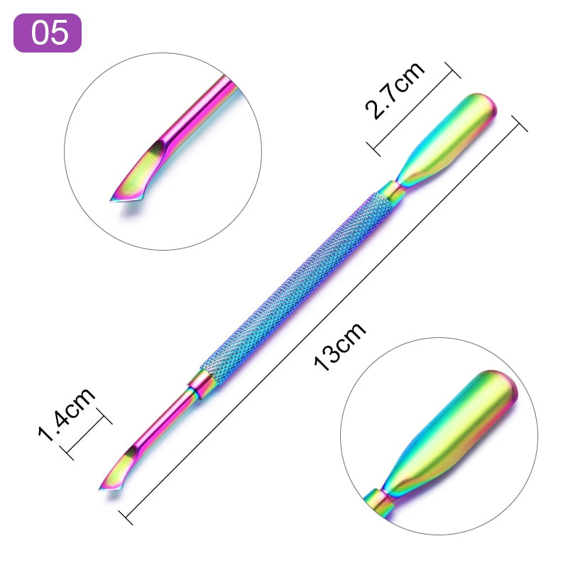 Double-ended Stainless Steel Cuticle Pusher -Nail Art Cleaner Care Tool