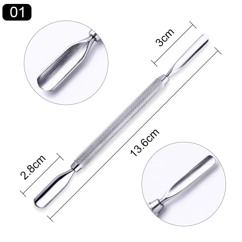 Double-ended Stainless Steel Cuticle Pusher -Nail Art Cleaner Care Tool