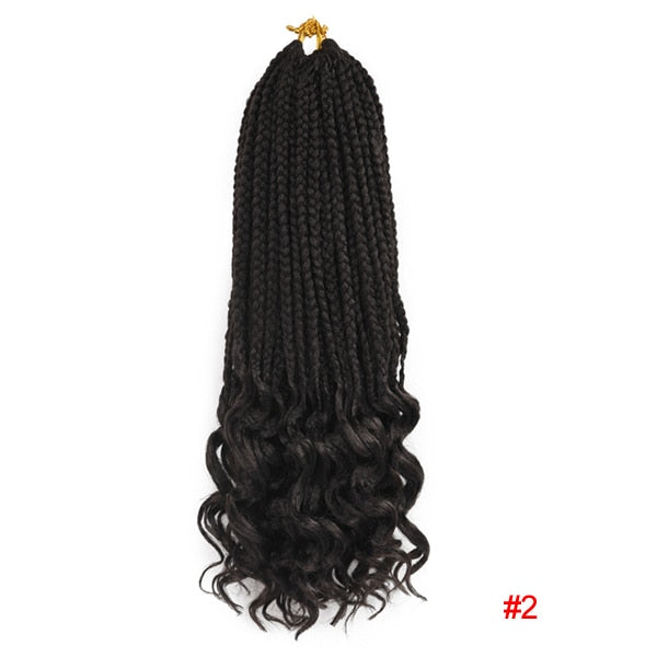 14-18-24 Inch Synthetic Ombre Crochet Box Braids w/ Curly Ends Hair Extensions