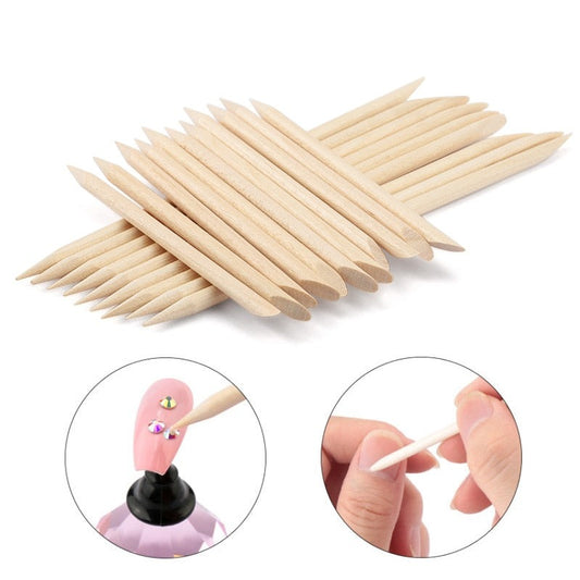 50/100 Wooden Cuticle Pushers for Manicures
