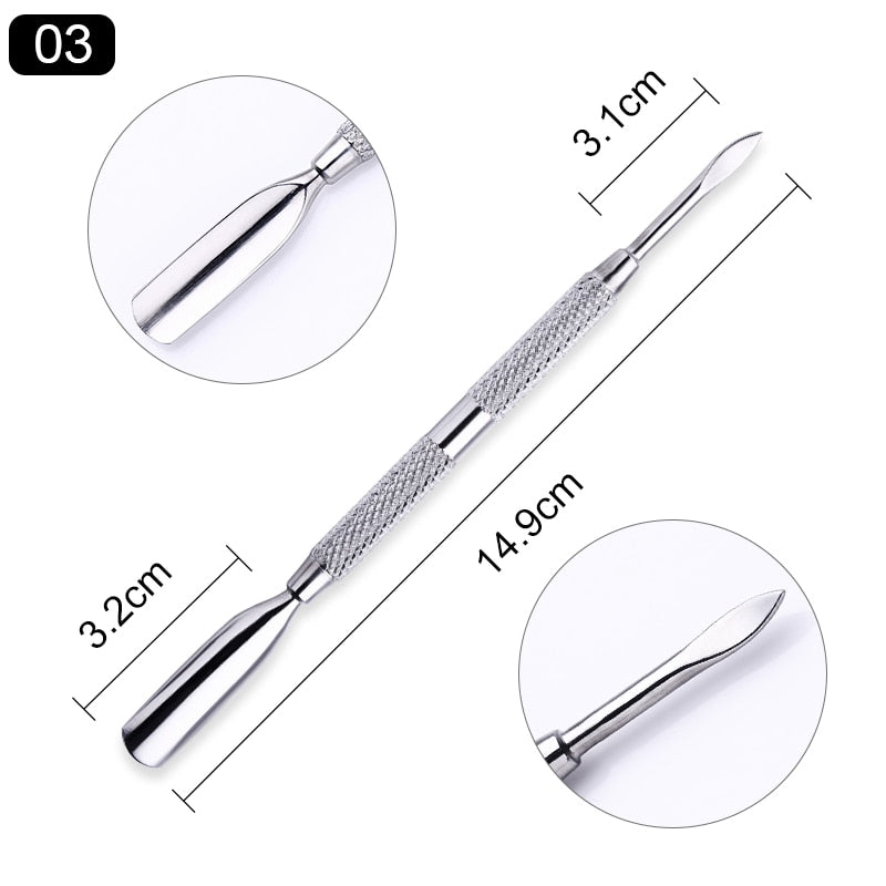 Double-ended Stainless Steel Cuticle Pusher -Nail Art Cleaner Care Tool