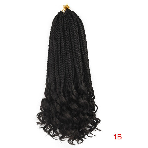 14-18-24 Inch Synthetic Ombre Crochet Box Braids w/ Curly Ends Hair Extensions