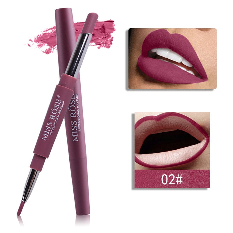 2 in 1 Matte Lipstick and Lip Liner -8 Colors