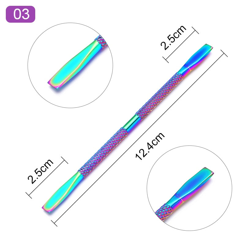 Double-ended Stainless Steel Cuticle Pusher -Nail Art Cleaner Care Tool