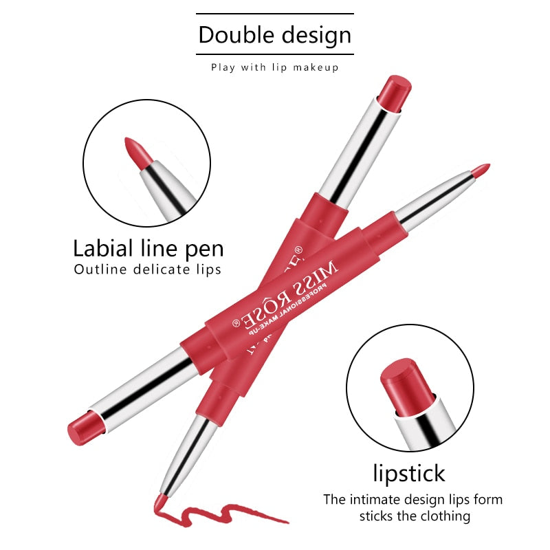 2 in 1 Matte Lipstick and Lip Liner -8 Colors