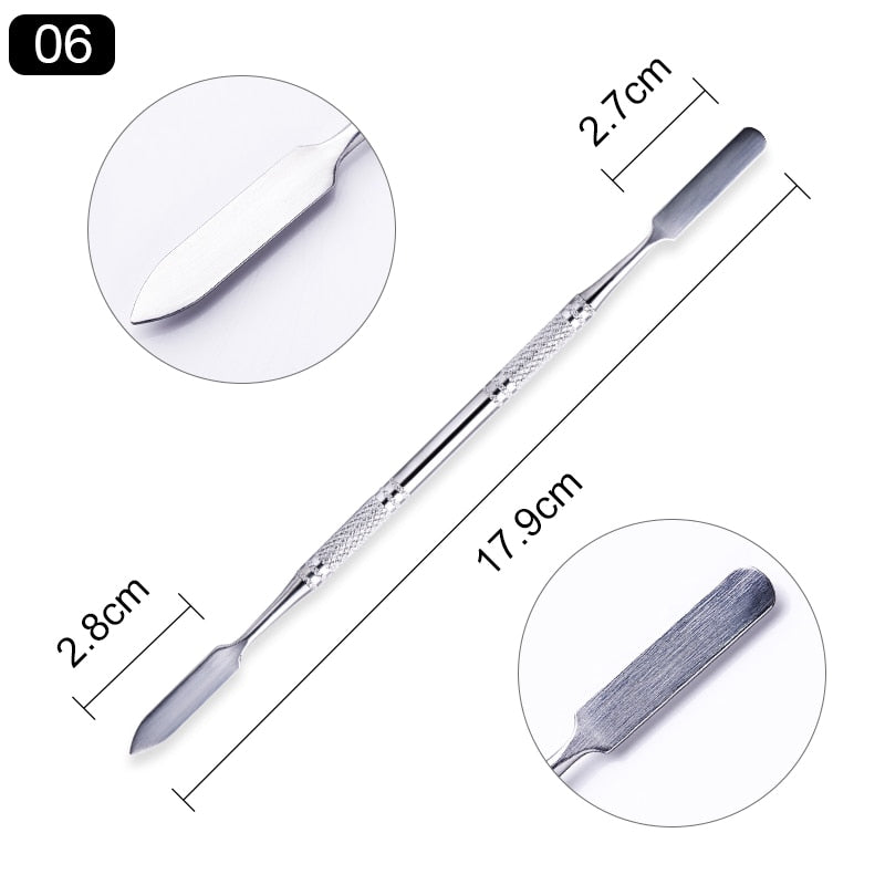 Double-ended Stainless Steel Cuticle Pusher -Nail Art Cleaner Care Tool