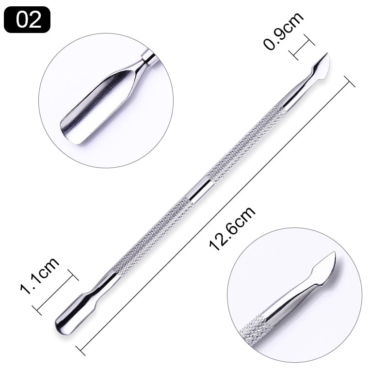 Double-ended Stainless Steel Cuticle Pusher -Nail Art Cleaner Care Tool