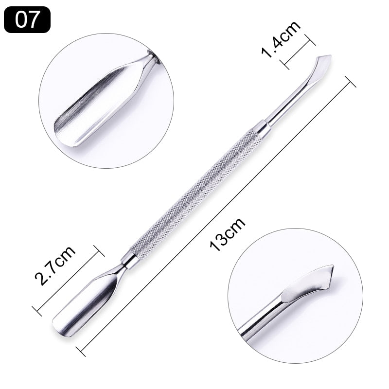 Double-ended Stainless Steel Cuticle Pusher -Nail Art Cleaner Care Tool