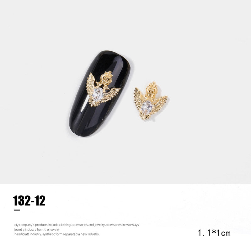 2 Piece Pendant Chain -3D Alloy Butterfly Nail Art