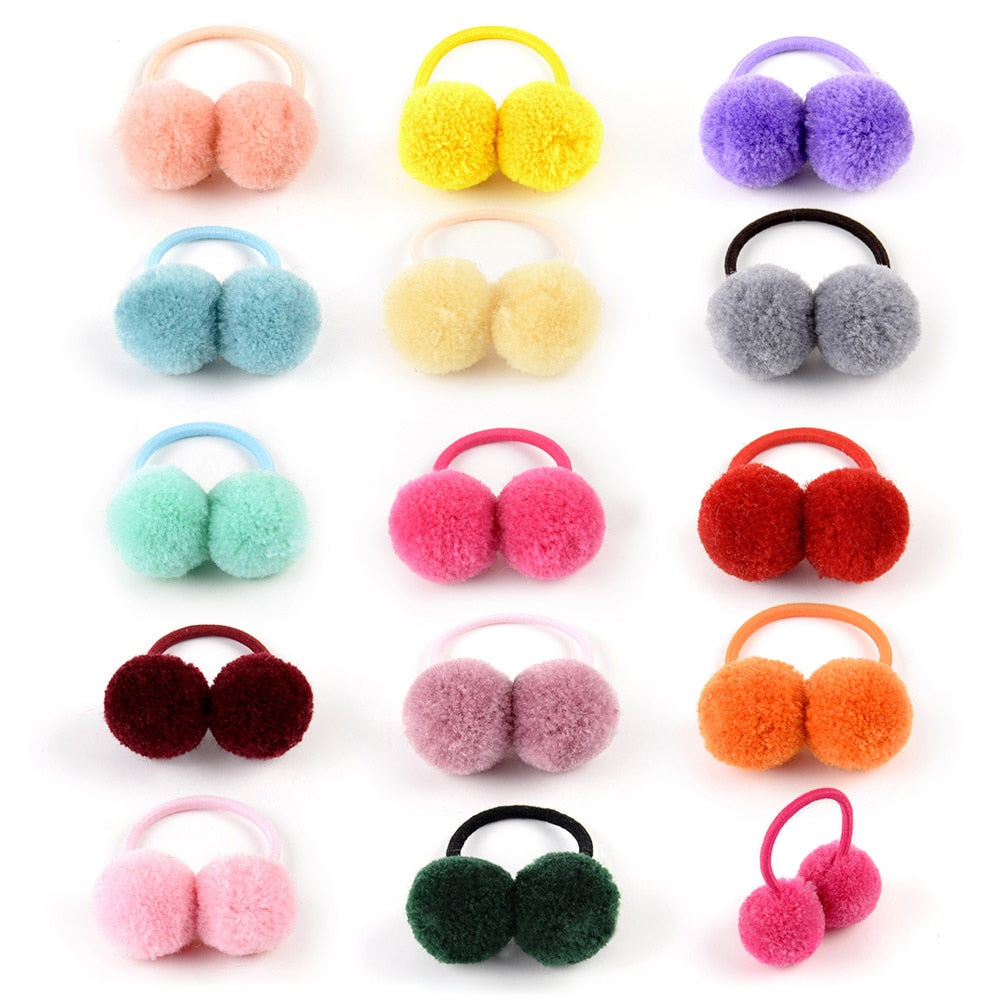 14 pcs Small Double Fur Ball Hair Band for Girls