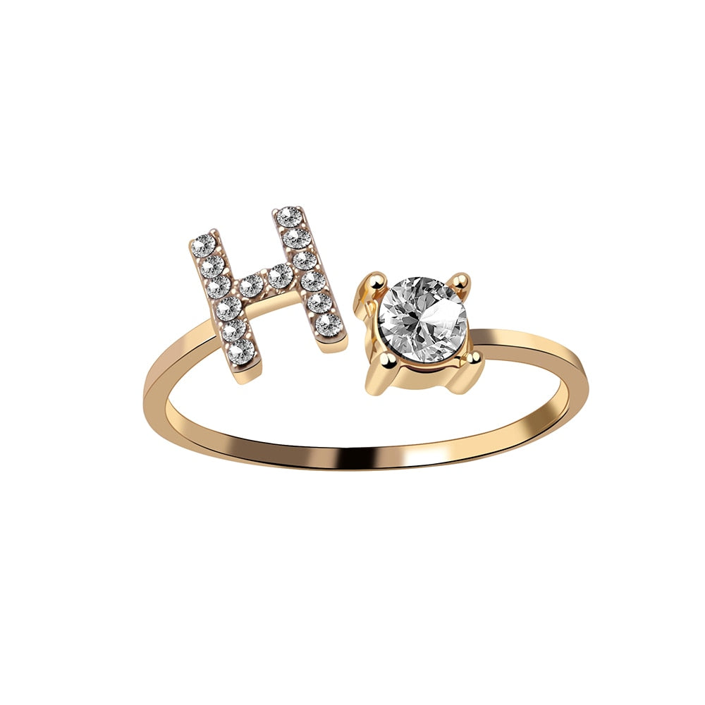 A-Z Letter Adjustable Opening Initial Rings