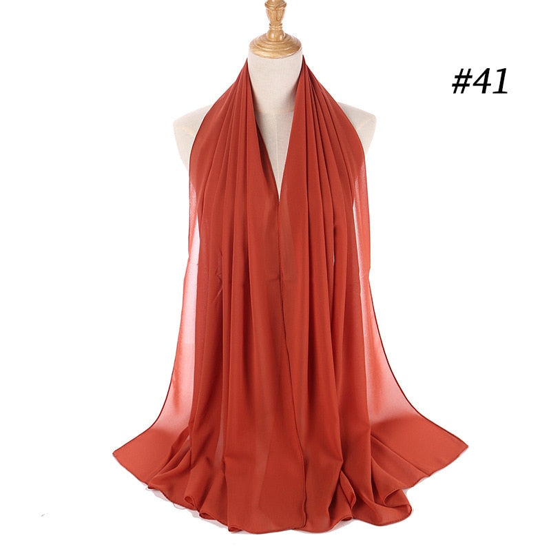 Plain Color Chiffon Scarf -Head Cover -Wrap for Women