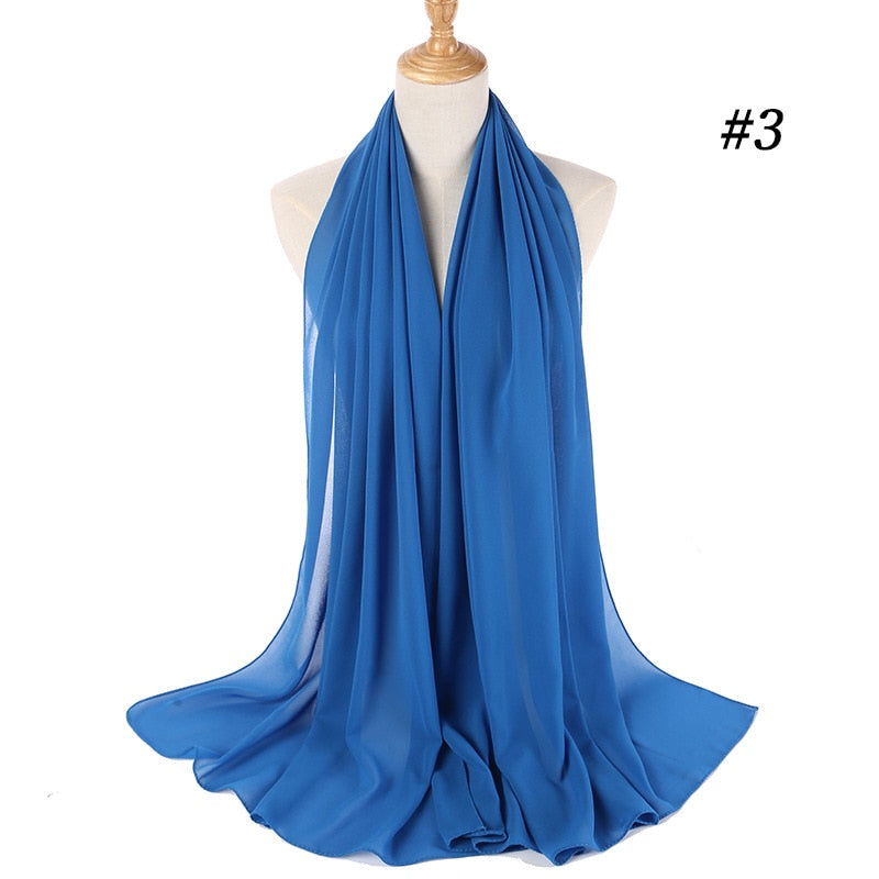 Plain Color Chiffon Scarf -Head Cover -Wrap for Women