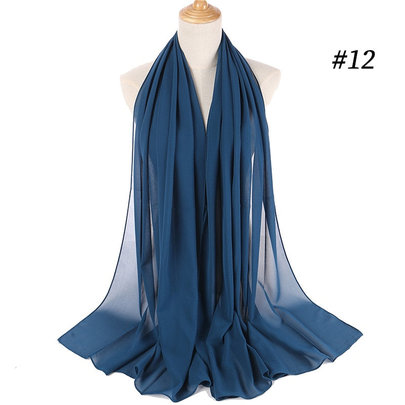 Plain Color Chiffon Scarf -Head Cover -Wrap for Women