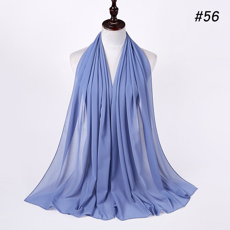 Plain Color Chiffon Scarf -Head Cover -Wrap for Women