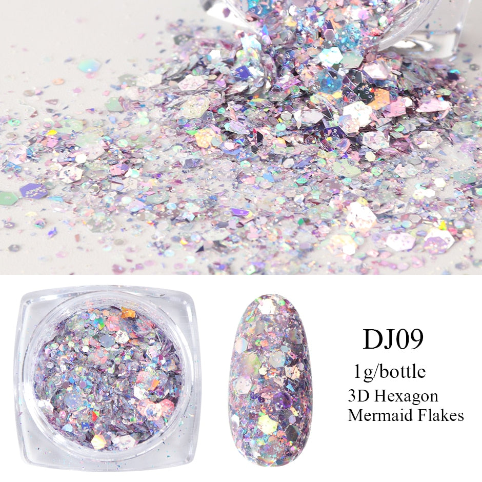 Crystal Fire Opal Flakes Nail Sequins DIY Chrome Powder for Manicures