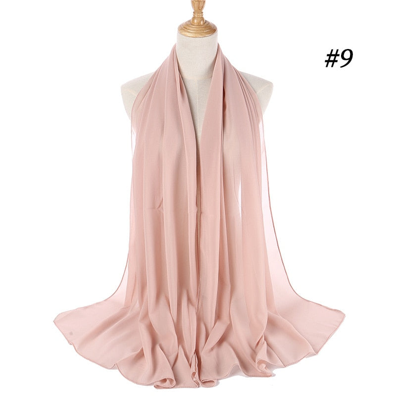 Plain Color Chiffon Scarf -Head Cover -Wrap for Women