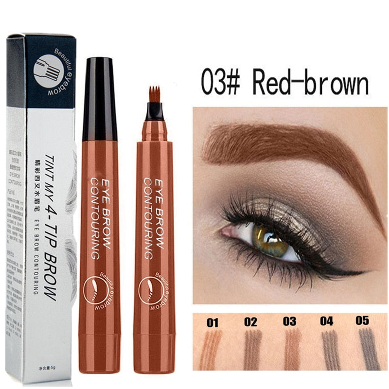 5-Color Four-Pronged Liquid Waterproof Eyebrow Brush