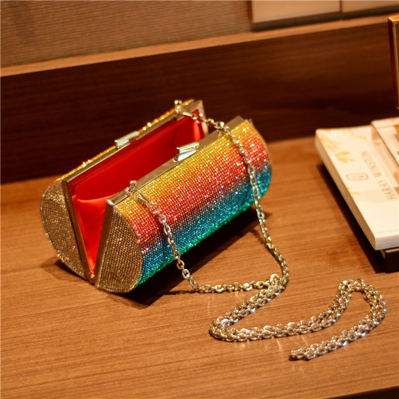 Rainbow Rhinestone Handbag for Women