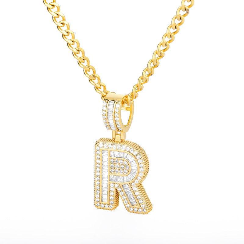 60cm Cubic Zirconia Letters A-Z Initial Pendant Necklaces