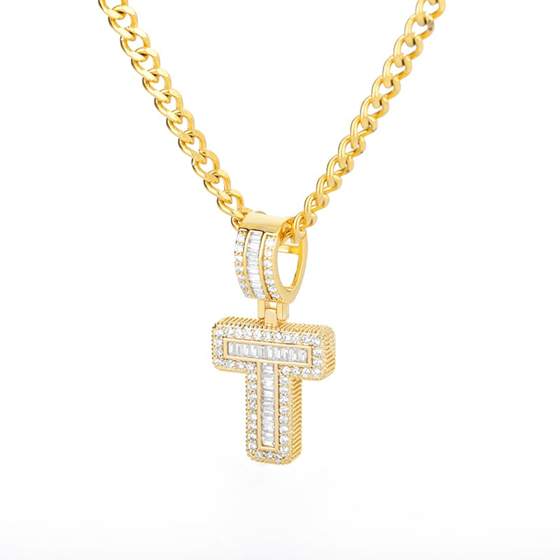 60cm Cubic Zirconia Letters A-Z Initial Pendant Necklaces