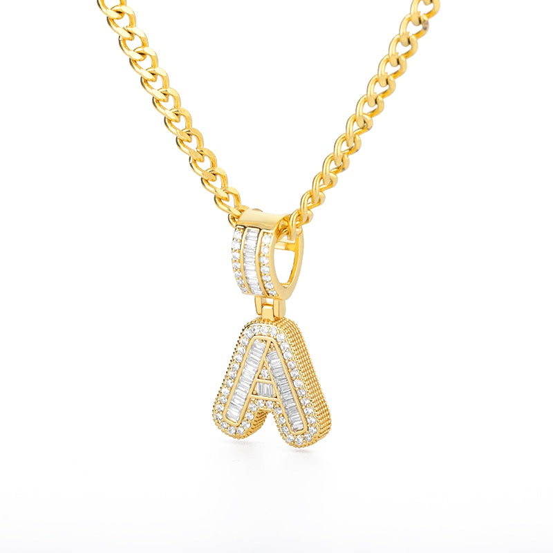 60cm Cubic Zirconia Letters A-Z Initial Pendant Necklaces