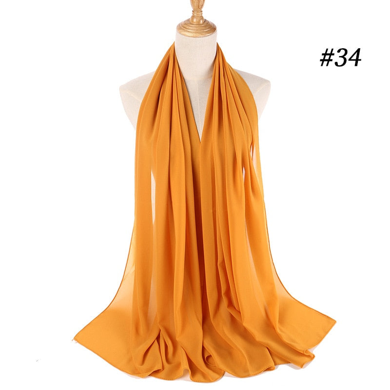 Plain Color Chiffon Scarf -Head Cover -Wrap for Women