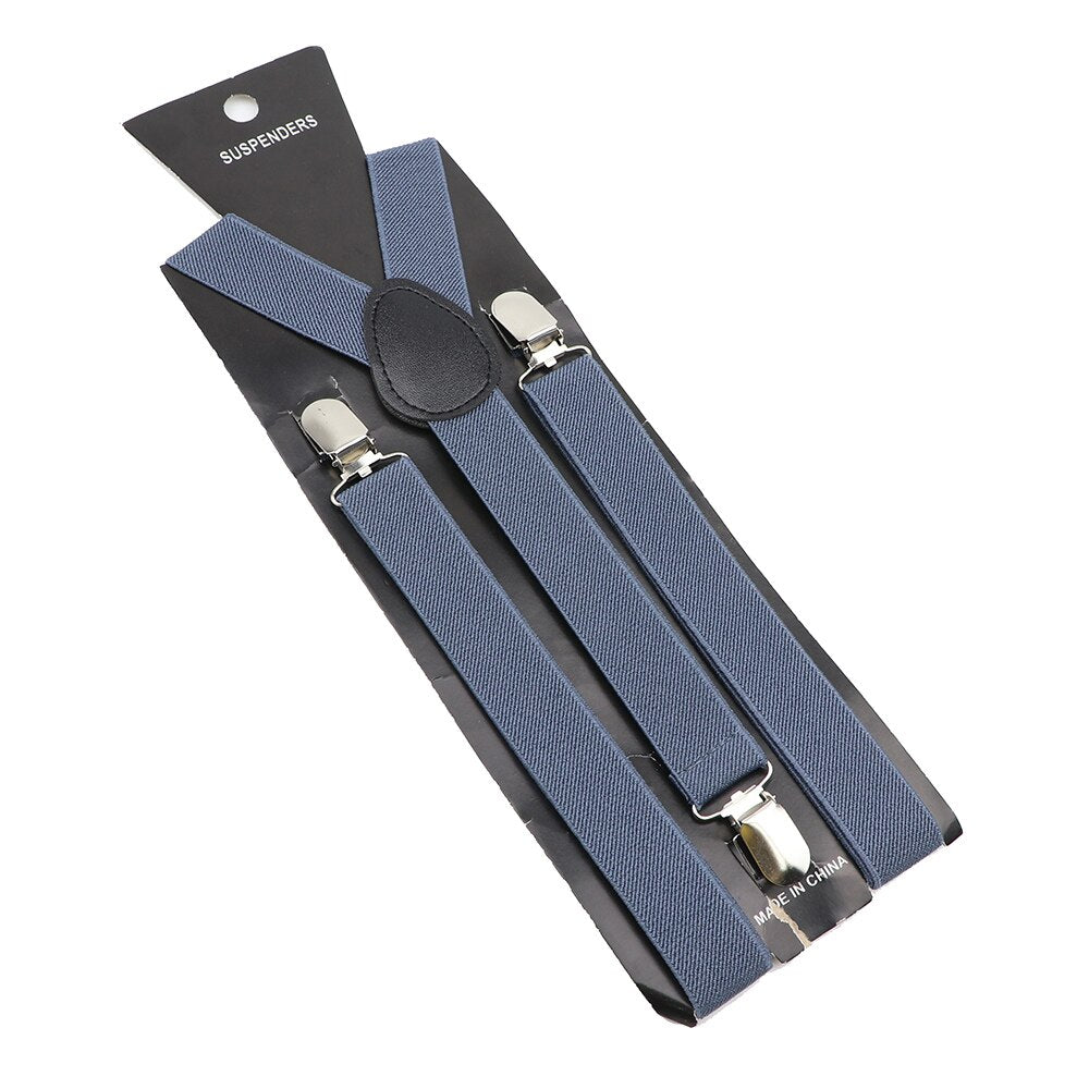 Unisex Solid Color Elastic Leather Suspenders