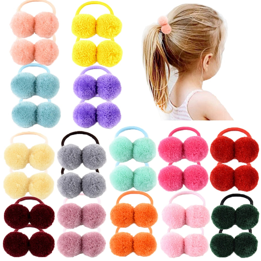 14 pcs Small Double Fur Ball Hair Band for Girls