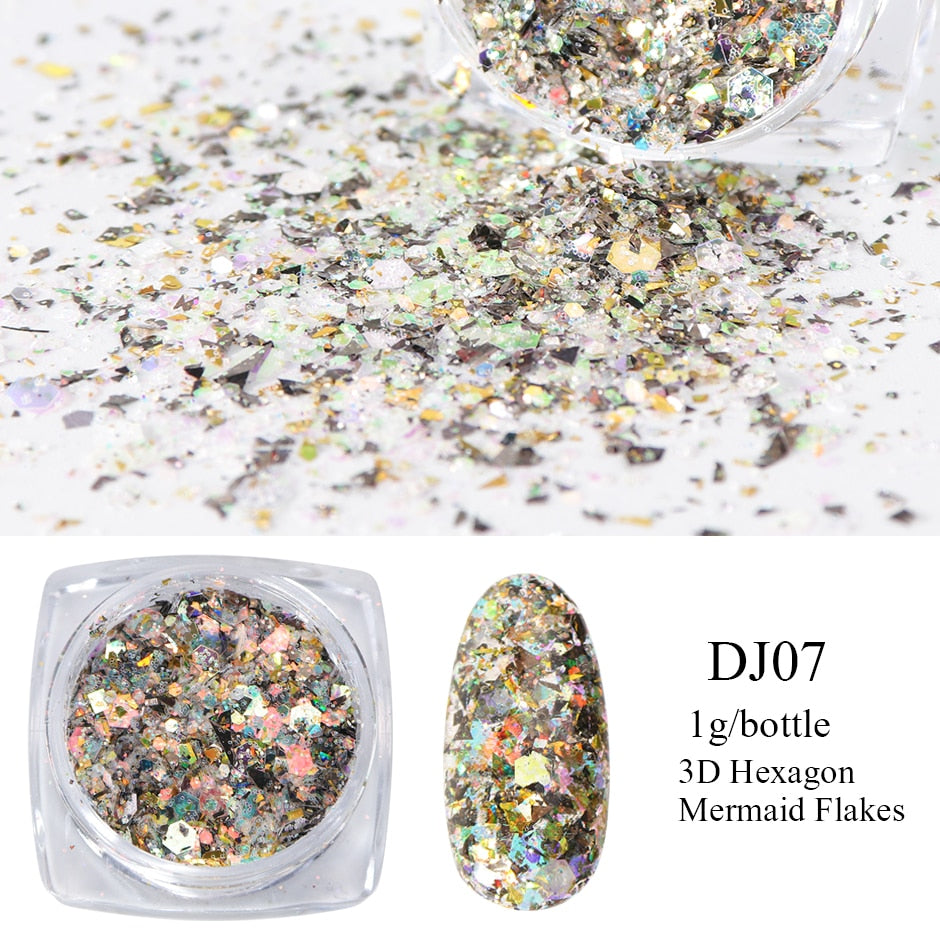 Crystal Fire Opal Flakes Nail Sequins DIY Chrome Powder for Manicures