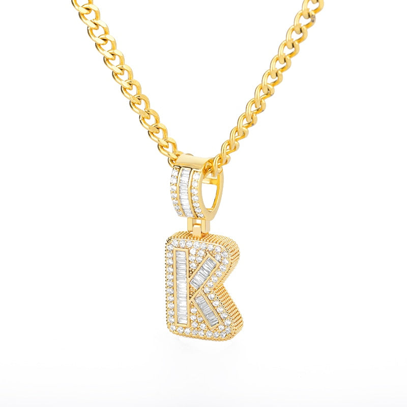 60cm Cubic Zirconia Letters A-Z Initial Pendant Necklaces