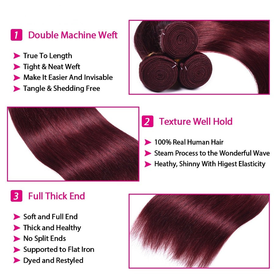 Brazilian Human Hair Straight Bundles - 3/4 Pack