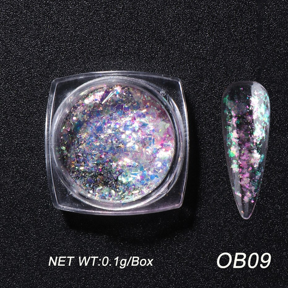 Crystal Fire Opal Flakes Nail Sequins DIY Chrome Powder for Manicures