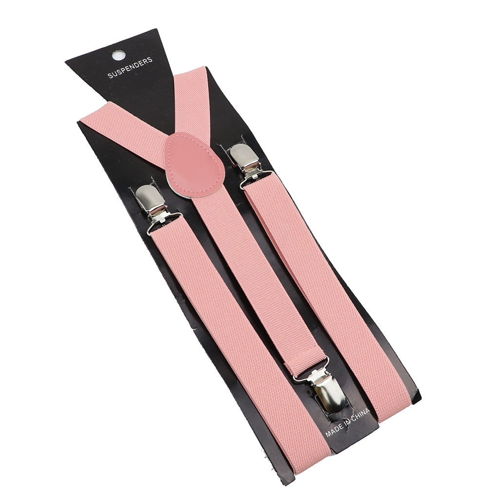 Unisex Solid Color Elastic Leather Suspenders