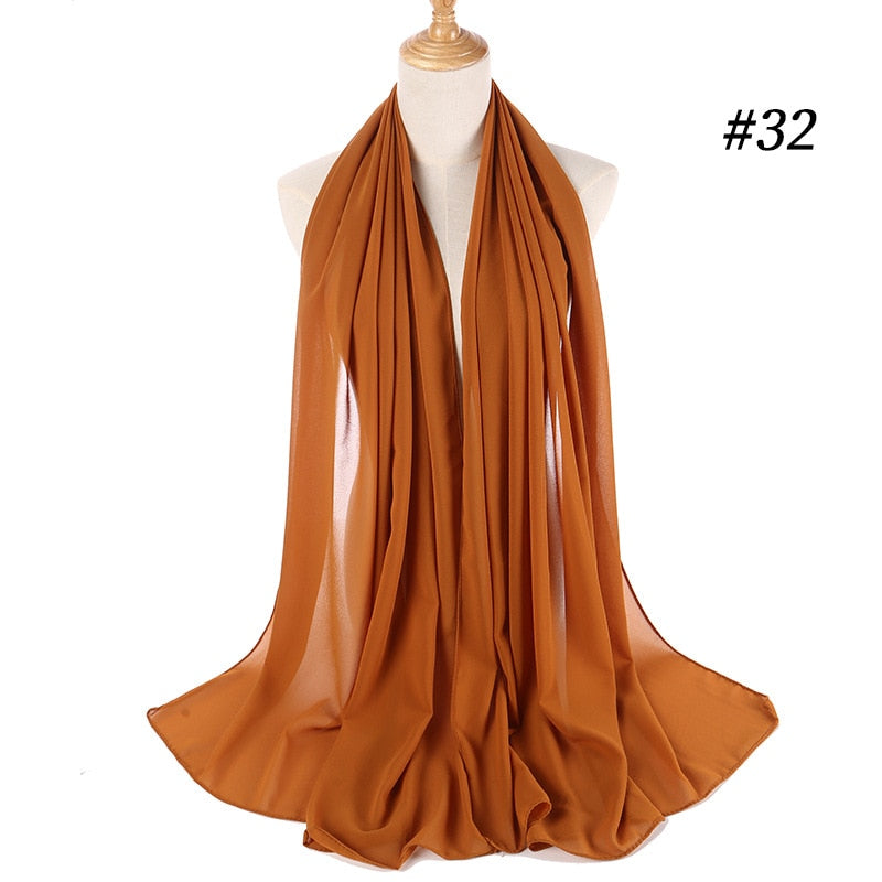 Plain Color Chiffon Scarf -Head Cover -Wrap for Women