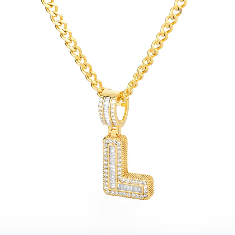 60cm Cubic Zirconia Letters A-Z Initial Pendant Necklaces