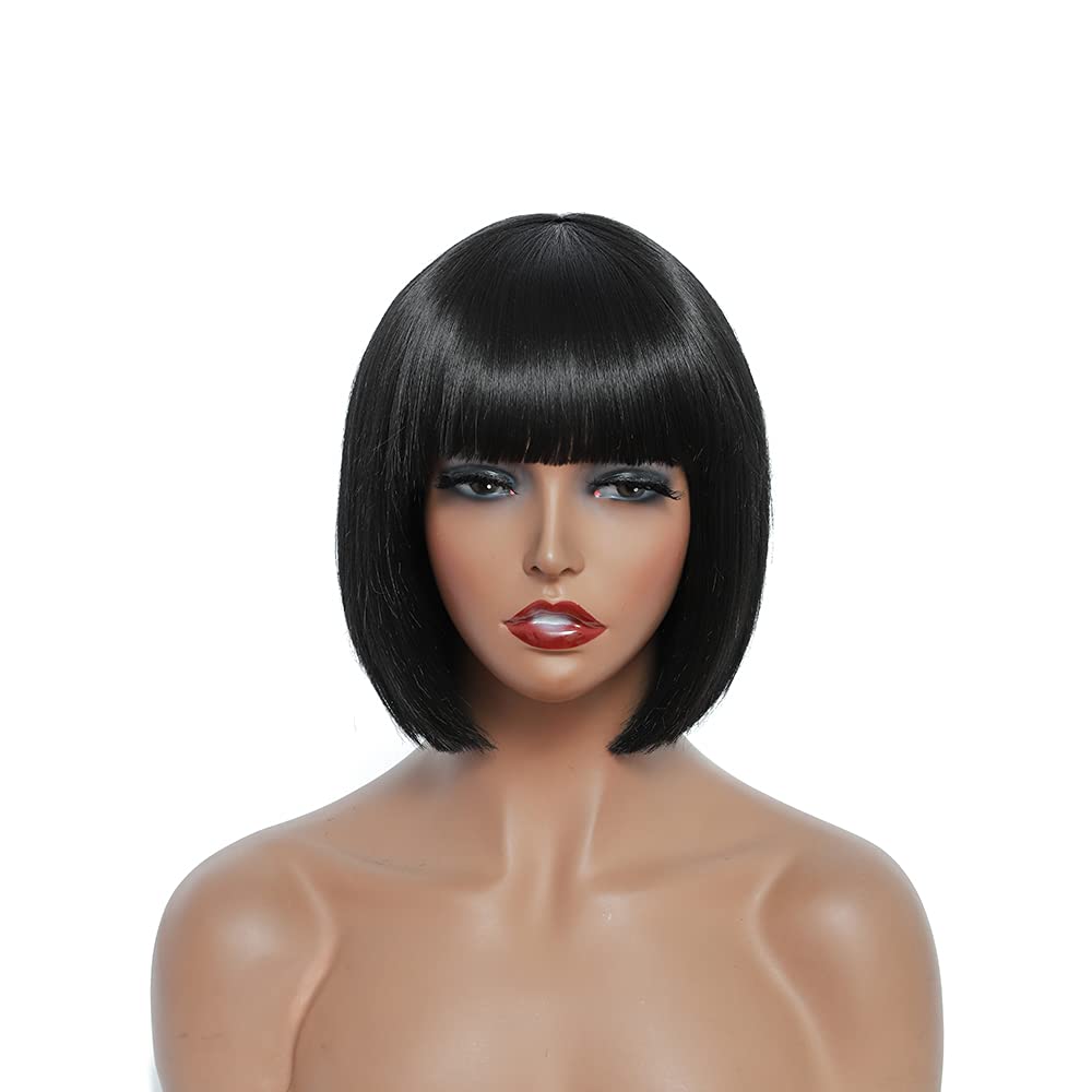 Short Bob Synthetic Hair Wigs with Bangs